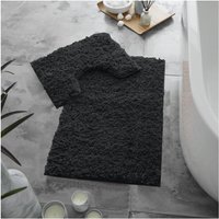 GAVENO CAVAILIA 2 Piece Zero Twist Bath Mat Set in Black