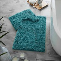 GAVENO CAVAILIA 2 Piece Zero Twist Bath Mat Set in Teal
