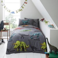 Printed Polycotton Duvet Cover or Fitted Sheet Pillowcases Dino Friends Double Fitted