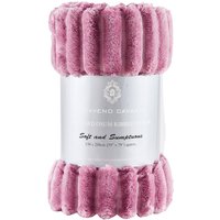 GAVENO CAVAILIA Osum Ribbed Throw in Pink | Size: 150 cm x 200 cm