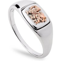 Clogau Royal Sterling Silver Welsh Dragon Signet Ring in Metallics | Size: R