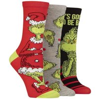 SOCKSHOP Mens & 3 Pair Grinch Cotton Socks | Size: 6-11