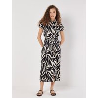 Apricot Women's Zebra Print Satin Midi Dress