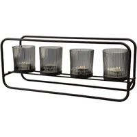 Straits Smoke Grey 4 Tealight Candle Holder 35L x 15H cm in Dark Grey