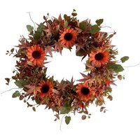 Straits Artifical Autumn Orange Gerbera Front Door Wreath