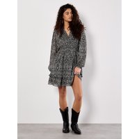 Apricot Women's Black Paisley Smock Waist Mini Dress