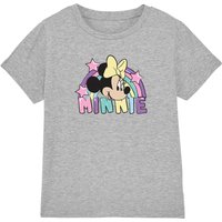 Minnie Mouse Girl's Rainbow Head T-Shirt Grey | Size: 5-6 Years