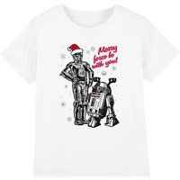 Star Wars Merry Christmas Droids Kids T-Shirt White | Size: 5-6 Years