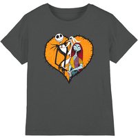 The Nightmare Before Christmas Jack Sally Heart Kids T-Shirt Charcoal | Size: 12-13 Years
