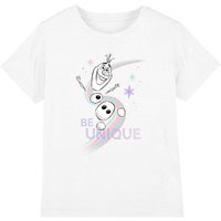 Frozen Be Unique Rainbow With Olaf Kids T-Shirt White | Size: 7-8 Years
