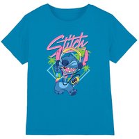 Disney Boy's Lilo & Stitch Retro Miami T-Shirt in Bright Blue | Size: 9-10 Years