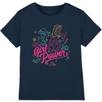 Disney Princess Girl Power Jasmine, Rapunzel, Ariel Line Art kids t-shirt in Navy | Size: 12-13 Years