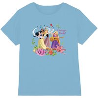 Disney Princess Snow White, Pocahontas, Sleeping Beauty kids t-shirt in Light Blue | Size: 7-8 Years