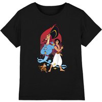 Aladdin The Genie, Jafar & Abu Kids T-Shirt Black | Size: 7-8 Years