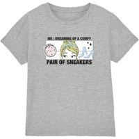 Cinderella Girl's Dreaming Of Comfy Sneakers T-Shirt Light Grey | Size: 12-13 Years