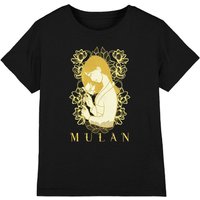 Disney Girl's Mulan Golden Garden T-Shirt Black | Size: 3-4 Years