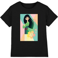 Disney Girl's Mulan Simplistic Illustration T-Shirt Black | Size: 12-13 Years