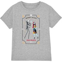 The Nightmare Before Christmas Scary Holidays Jack & Sally Kids T-Shirt Light Grey | Size: 7-8 Years