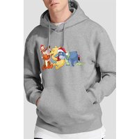 Tigger Piglet Eeyore Christmas Santa Hats Hoodie Light Grey