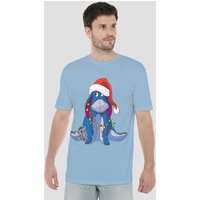 Winnie The Pooh Men's Christmas Light Entangled Eeyore T-Shirt Light Blue | Size: 2XL