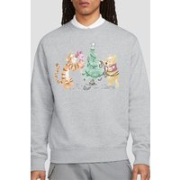 Tigger Piglet Trimming Christmas Tree Sweatshirt Light Grey
