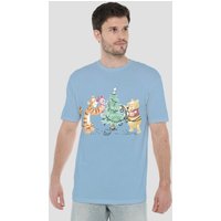 Tigger Piglet Trimming Christmas Tree T Shirt Light Blue