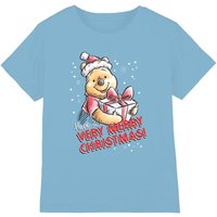 Winnie The Pooh Have A Very Merry Christmas Kids T-Shirt Light Blue | Size: 5-6 Years