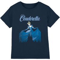 Cinderella Icon Silhouettes With Vintage Dress Kids T-Shirt Navy | Size: 12-13 Years