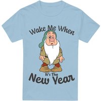 Sleepy Wake Me When ItS Year T Shirt Light Blue