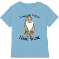 Disney Snow White Sleepy, Wake Me When It's The New Year kids t-shirt in Light Blue | Size: 7-8 Years