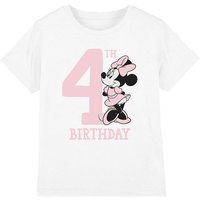 Minnie Mouse Girl's 4Th Birthday Shirt T-Shirt White | Size: 7-8 Years