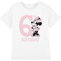 Minnie Mouse Girl's 6Th Birthday Shirt T-Shirt White | Size: 3-4 Years