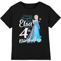Frozen Girl's Bright Like Elsa 4Th Birthday T-Shirt Black | Size: 7-8 Years