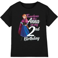 Frozen Girl's Fearless Like Anna 2Nd Birthday T-Shirt Black | Size: 7-8 Years