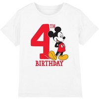 Mickey Mouse 4Th Birthday Shirt Kids T-Shirt White | Size: 5-6 Years