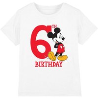 Mickey Mouse 6Th Birthday Shirt Kids T-Shirt White | Size: 3-4 Years