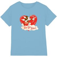 Disney Mickey Mouse Vintage Valentine's Day Luv You Lots kids t-shirt in Light Blue | Size: 5-6 Years