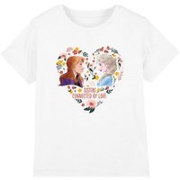 Frozen Girl's Valentine'S Day Elsa, Anna, Sisters Connected By Love T-Shirt White | Size: 5-6 Years