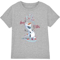 Frozen Girl's Valentine'S Day Love Is In The Air With Olaf T-Shirt Light Grey | Size: 7-8 Years