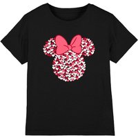 Minnie Mouse Girl's Valentine'S Day Heart Ears Silhouette T-Shirt Black | Size: 12-13 Years