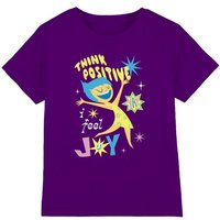 Inside Out 2 Joy Think Positive Kids T-Shirt Purple | Size: 5-6 Years