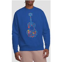 Coco Men's Colorful Guitar With Ernesto, Miguel & Hector Sweatshirt Royal | Size: XL