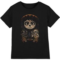 Coco Painted Poster With Miguel Skull, Hector & Ernesto Kids T-Shirt Black | Size: 7-8 Years