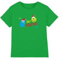 Disney Get Festive For Christmas With Mike & Sully Kids T-Shirt Dark Green | Size: 3-4 Years
