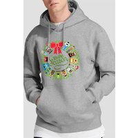 Christmas Wreath Monsters Inc. Cars Up Hoodie Light Grey
