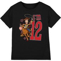 Toy Story Birthday Woody I'M 12 Kids T-Shirt Black | Size: 5-6 Years