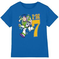 Disney Toy Story Birthday Buzz I'm 7 kids t-shirt in Royal | Size: 12-13 Years