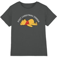 Winnie The Pooh Christmas Dinner Kids T-Shirt Charcoal | Size: 5-6 Years