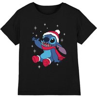 Disney Lilo & Stitch Christmas Snowflakes Kids T-Shirt in Black | Size: 12-13 Years