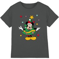 Disney Mickey Mouse Christmas Tree Kids T-Shirt in Charcoal | Size: 3-4 Years